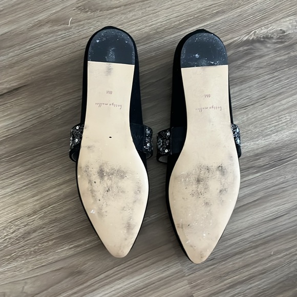 Anthro Bettye Muller Arrieta Shoes Velvet Maryjane Floral Sequin Strap Flats - Picture 8 of 11